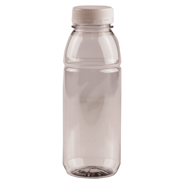 Fles, petfles, Gerecycled PET, met wite dop, 250ml, transparant