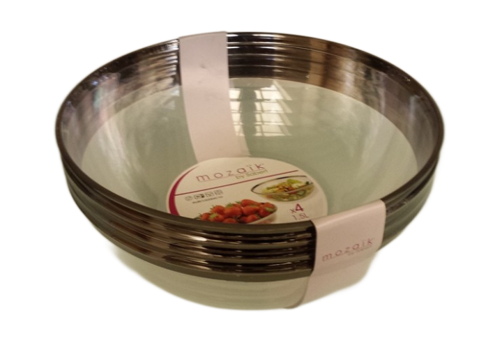 Salad Bowl 1500ml with Silver rim Ø20x7; 10 x 4pcs